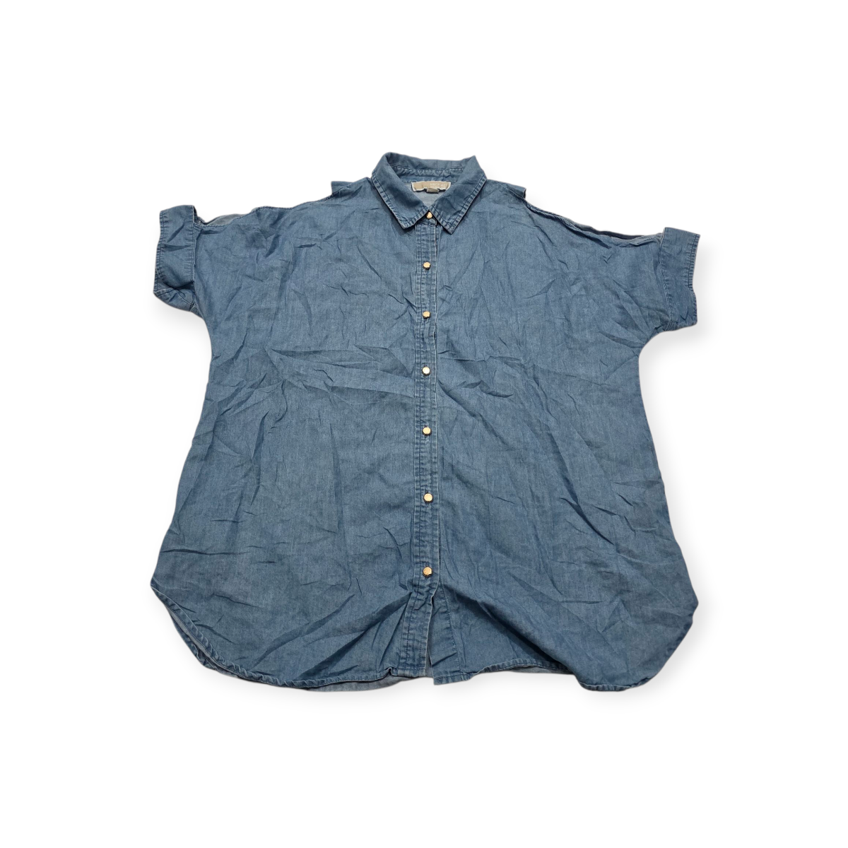 Camisa Michael Kors Hombros Descubiertos Azul Acero M/corta
