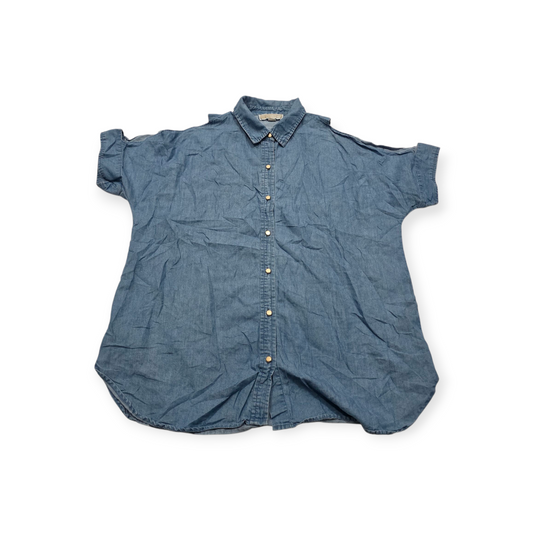 Camisa Michael Kors Hombros Descubiertos Azul Acero M/corta