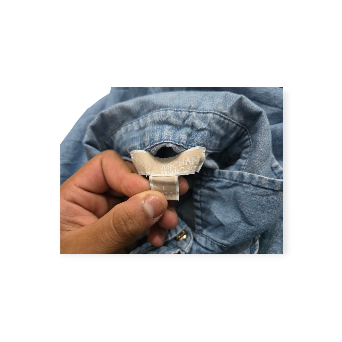 Camisa Michael Kors Hombros Descubiertos Azul Acero M/corta