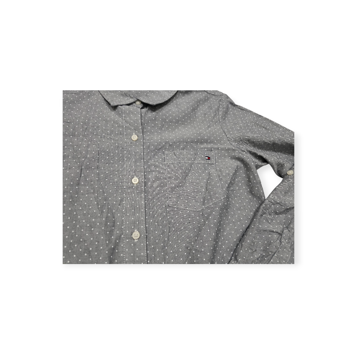 Camisa Tommy Hilfiger Gris Con Lunares De Mujer