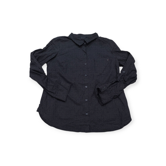 Camisa Tommy Hilfiger Grande L Azul Marino Lunares De Mujer