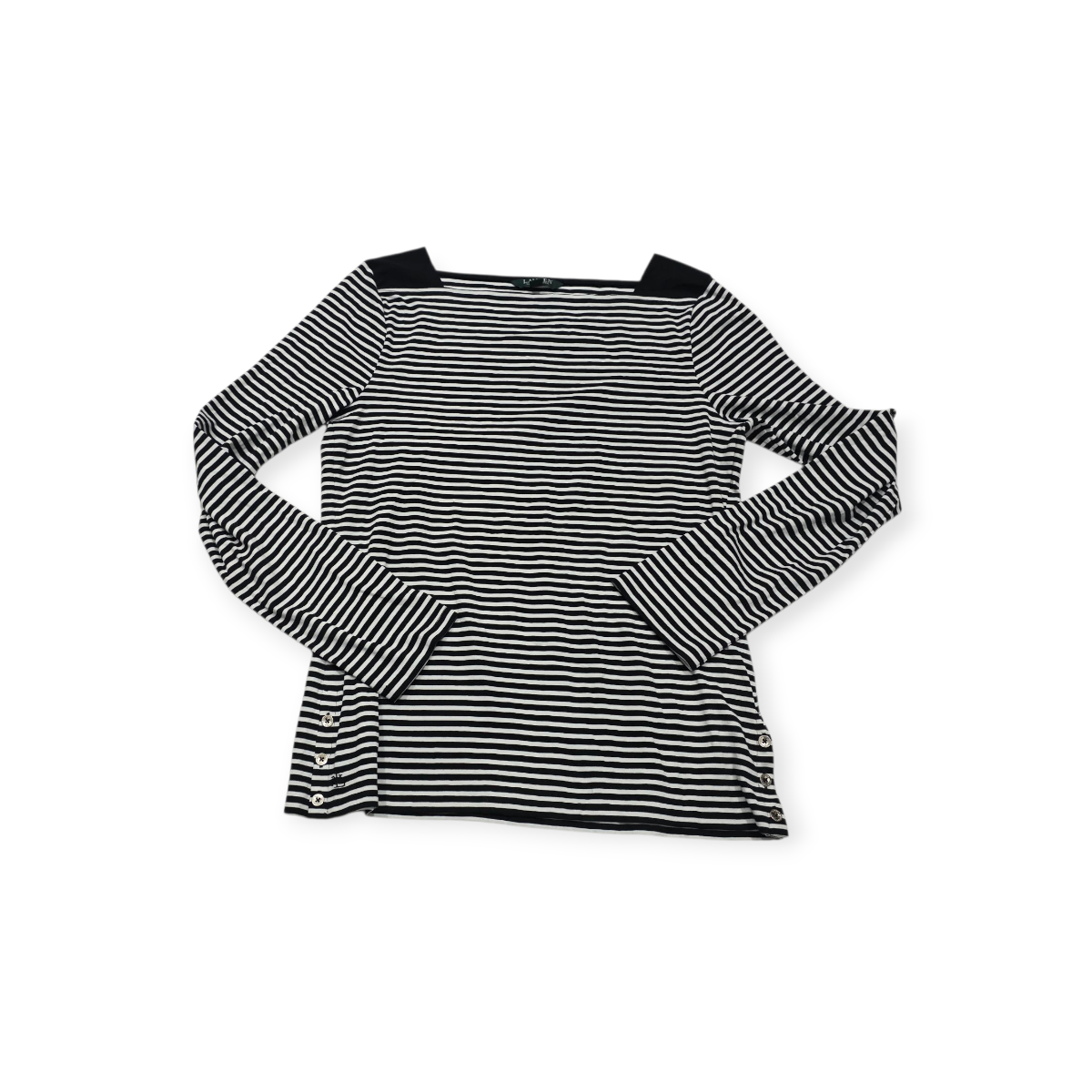 Playera Ralph Lauren Manga Larga Xgrande Xl Negra/blanco