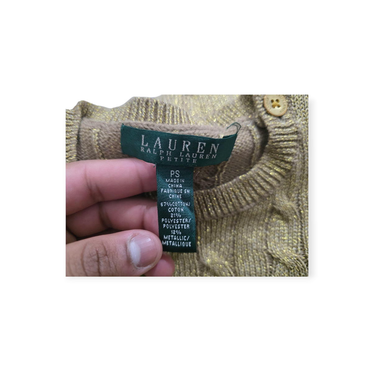 Sueter Ralph Lauren Dorado Talla Petite Chica