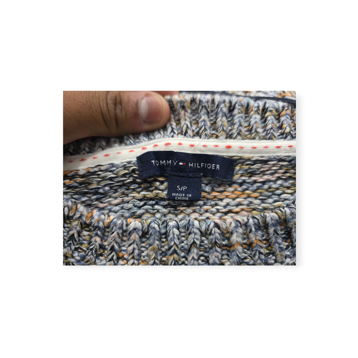 Sueter Manga Corta Tommy Hilfiger Chico S Azul/naranja