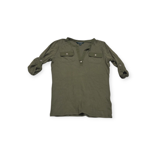 Playera Ralph Lauren Chico S Verde Opaco Manga 3/4