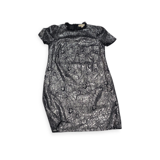 Vestido Michael Kors Mediana M Plateado Manga Corta