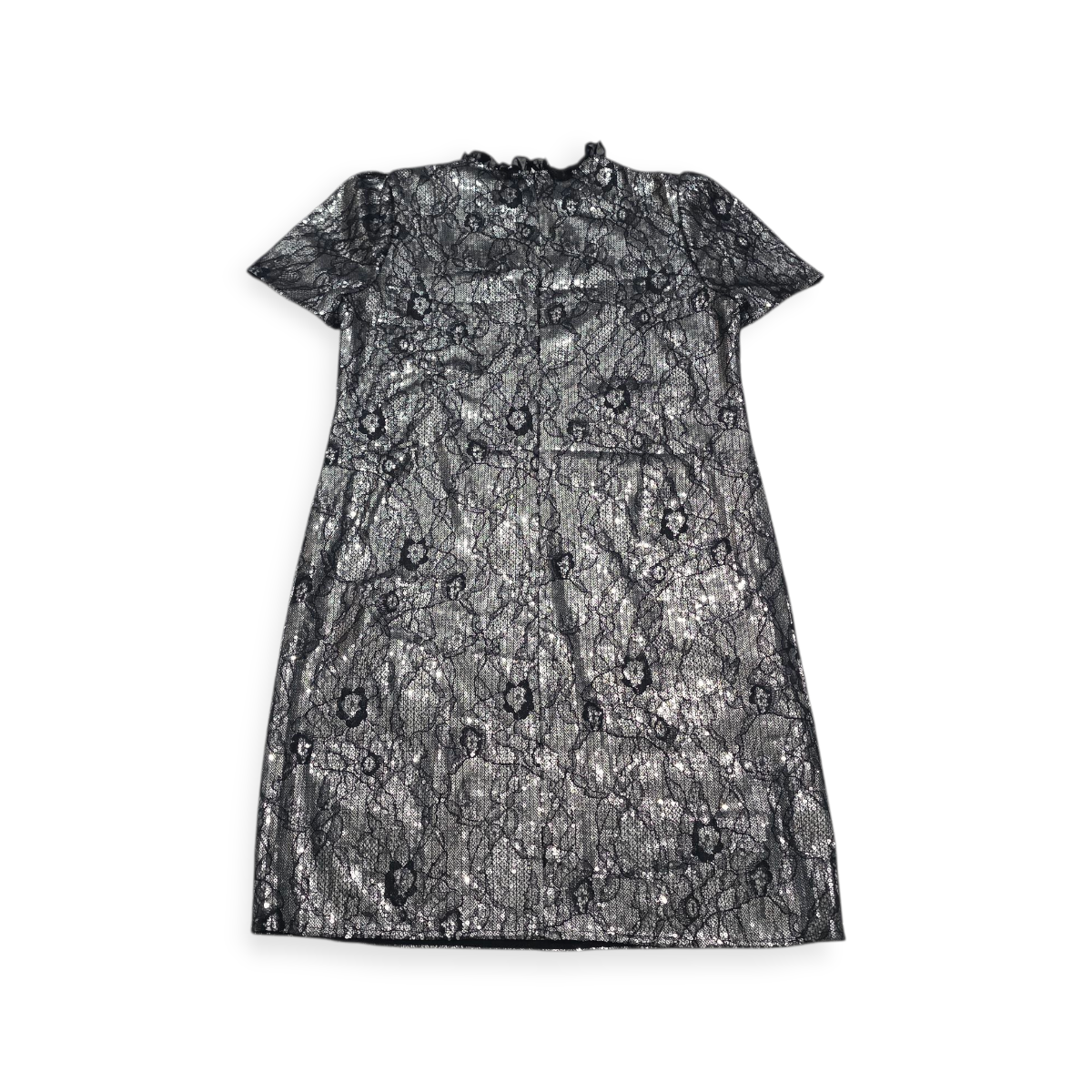 Vestido Michael Kors Mediana M Plateado Manga Corta