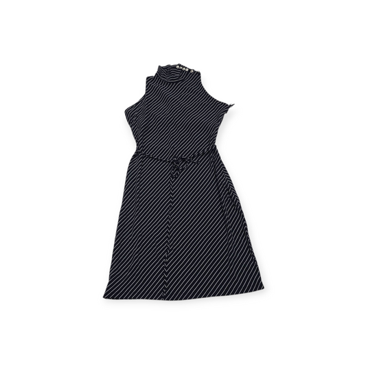 Vestido Ralph Lauren 2p Cuello Alto Sin Mangas Azul Rayado