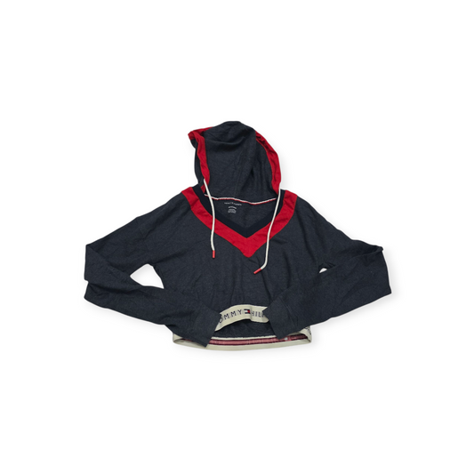 Sudadera Corta Tommy Hilfiger Xchico Xs Gris Con Rojo