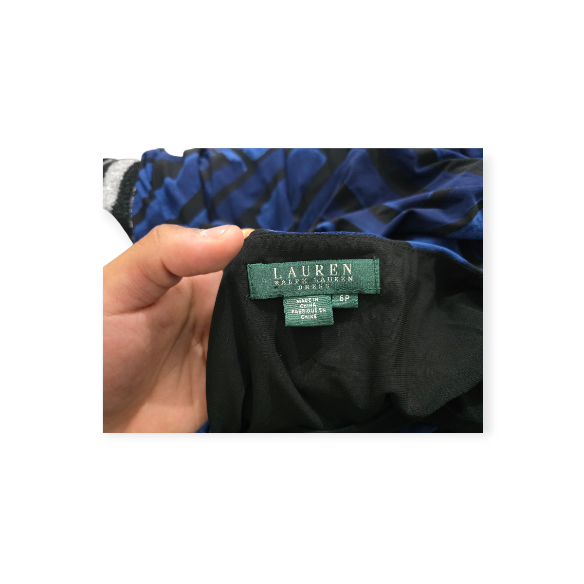 Vestido Ralph Lauren D Mujer Talla 6 Petite Azul Con Figuras