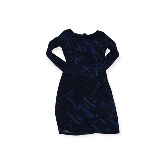 Vestido Ralph Lauren D Mujer Talla 6 Petite Azul Con Figuras