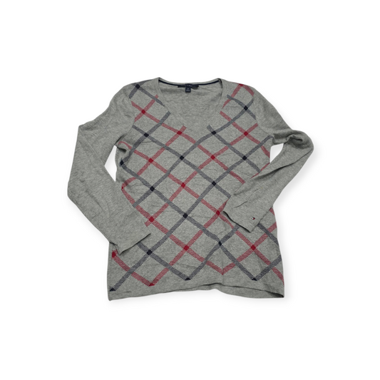 Sueter Tommy Hilfiger Chico S Gris Cuello V De Mujer