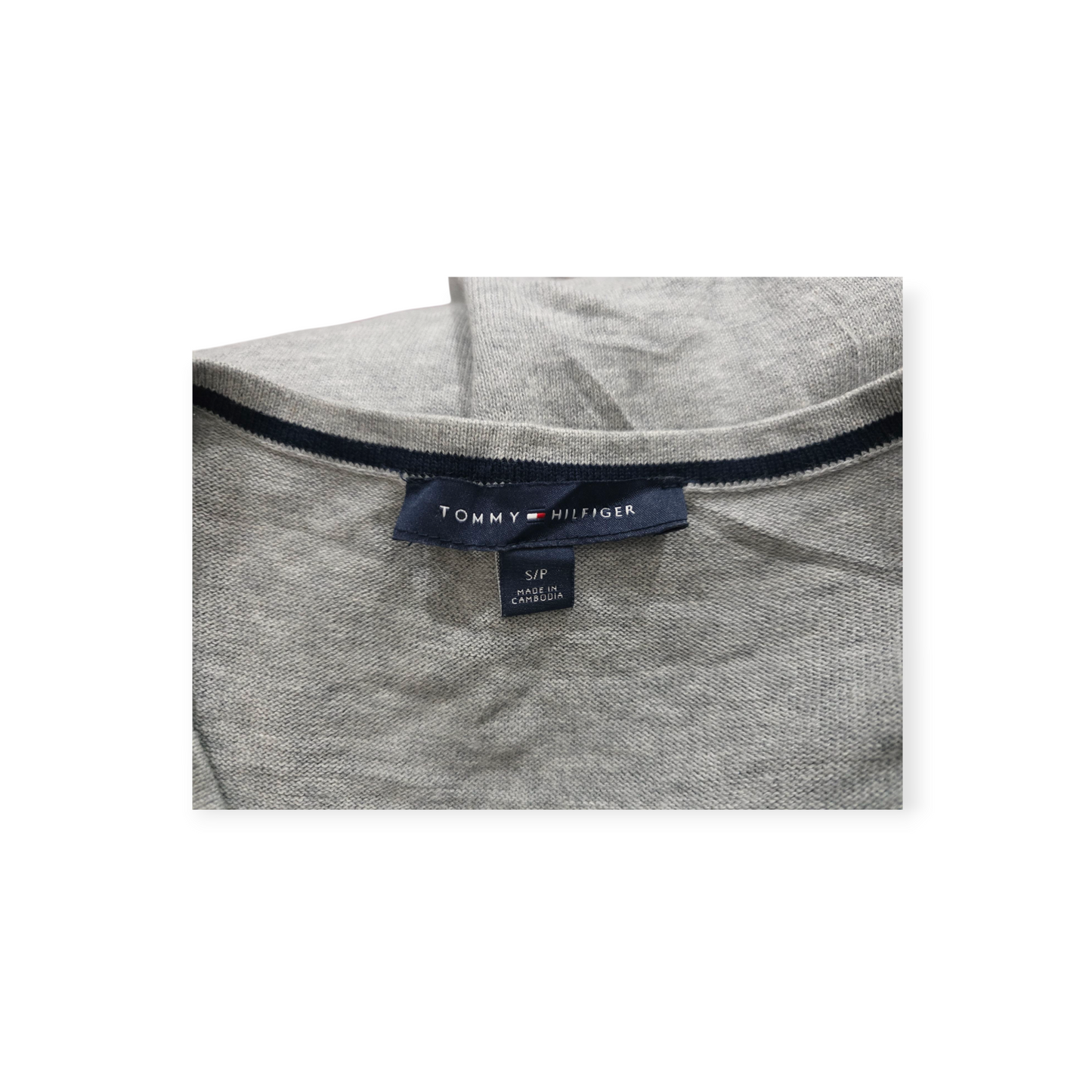 Sueter Tommy Hilfiger Chico S Gris Cuello V De Mujer