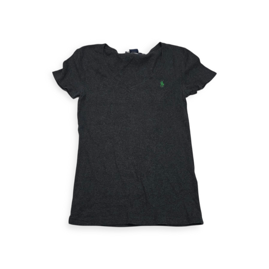 Playera Ralph Lauren Sport Gris Oscuro Poni Verde De Mujer