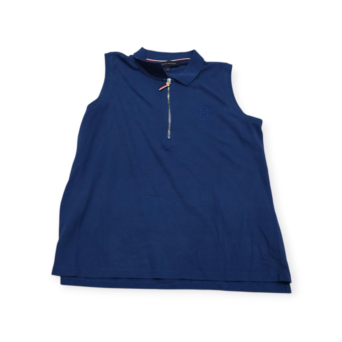 Blusa Tommy Hilfiger Grande L Azul Sin Mangas Medio Cierre