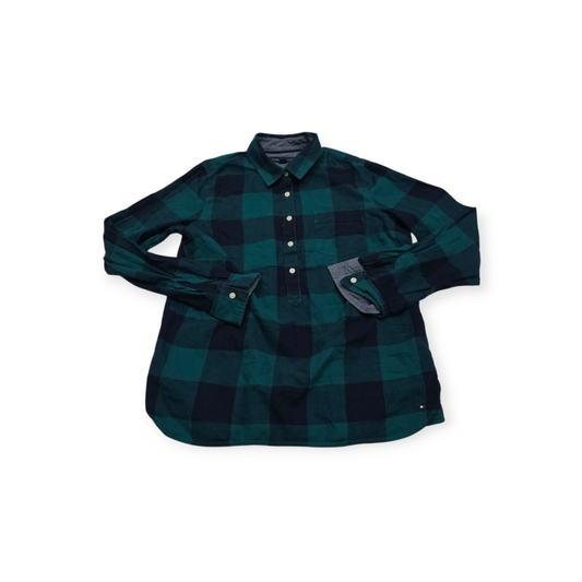 Blusa Tommy Hilfiger Mujer Mediana M Azul/verde A Cuadros