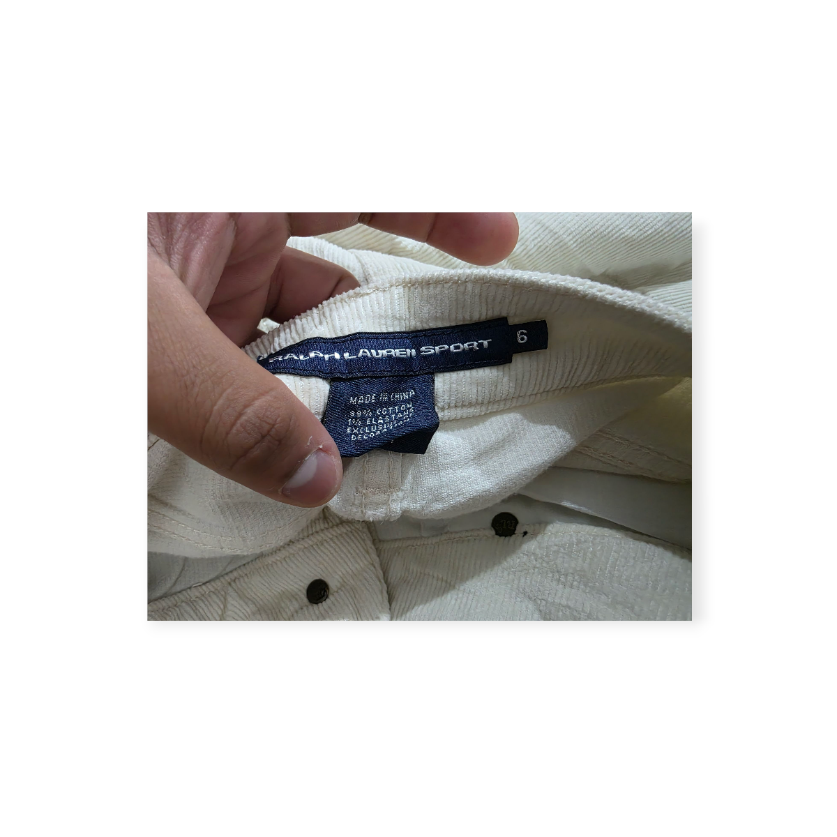 Pantalon Ralph Lauren Sport D Mujer Talla 6 Pana Color Crema