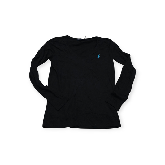 Playera Polo Ralph Lauren Chico Negra Manga Larga Poni Azul
