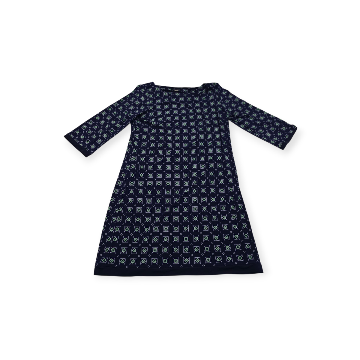 Vestido Tommy Hilfiger Talla 12 Azul Marino Y Verde Manga3/4