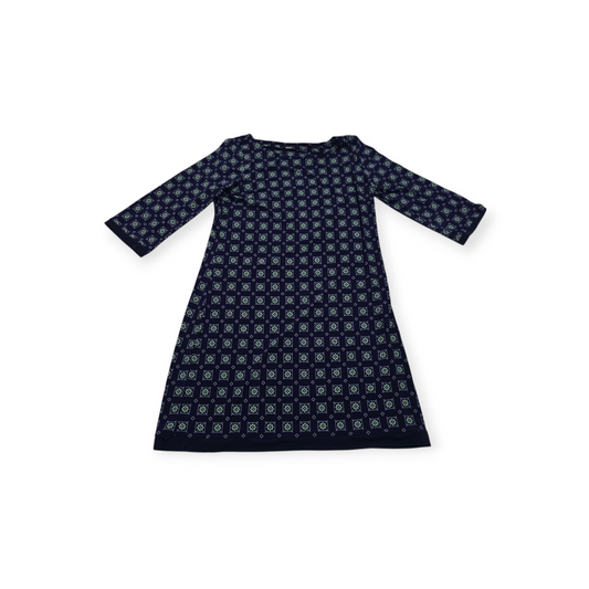 Vestido Tommy Hilfiger Talla 12 Azul Marino Y Verde Manga3/4