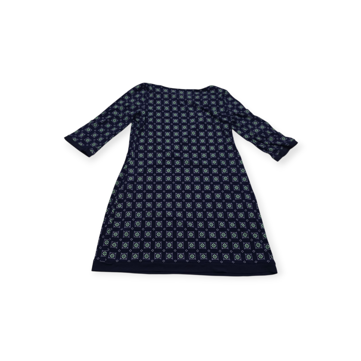 Vestido Tommy Hilfiger Talla 12 Azul Marino Y Verde Manga3/4