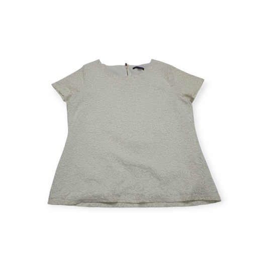Blusa Tommy Hilfiger Grande L Blanca Manga Corta Con Encaje