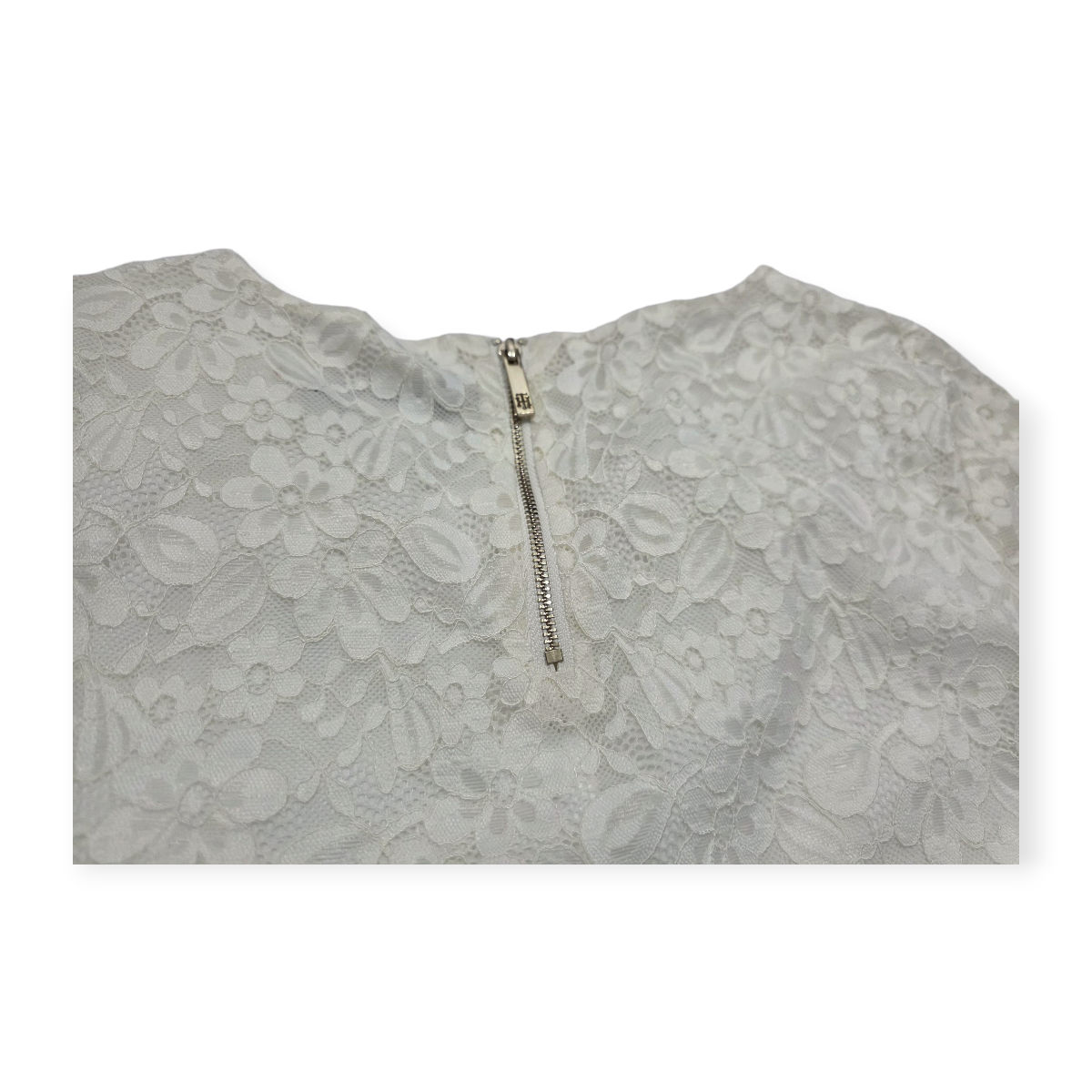 Blusa Tommy Hilfiger Grande L Blanca Manga Corta Con Encaje