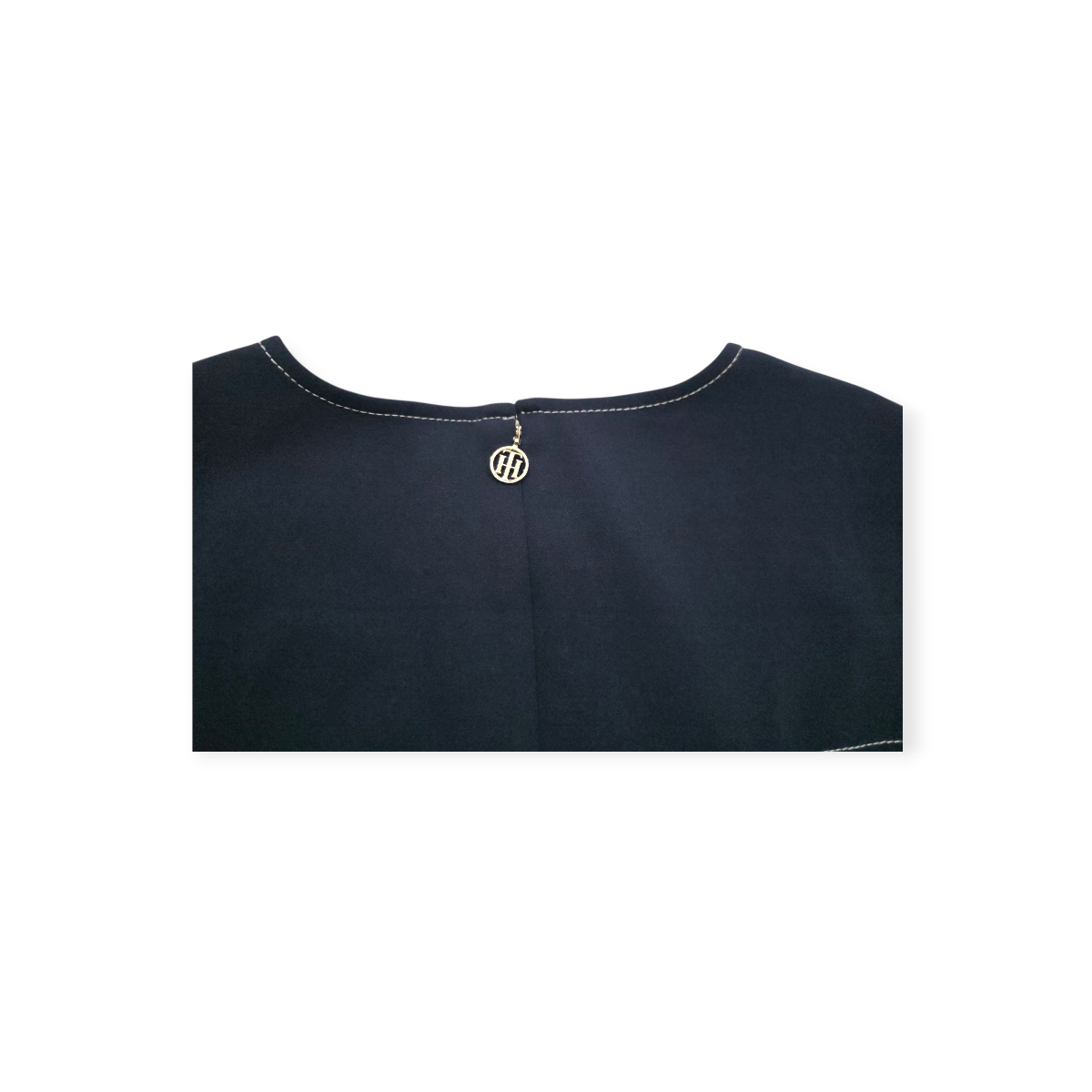 Vestido Tommy Hilfiger Azul Marino Sin Mangas Lineas Blancas
