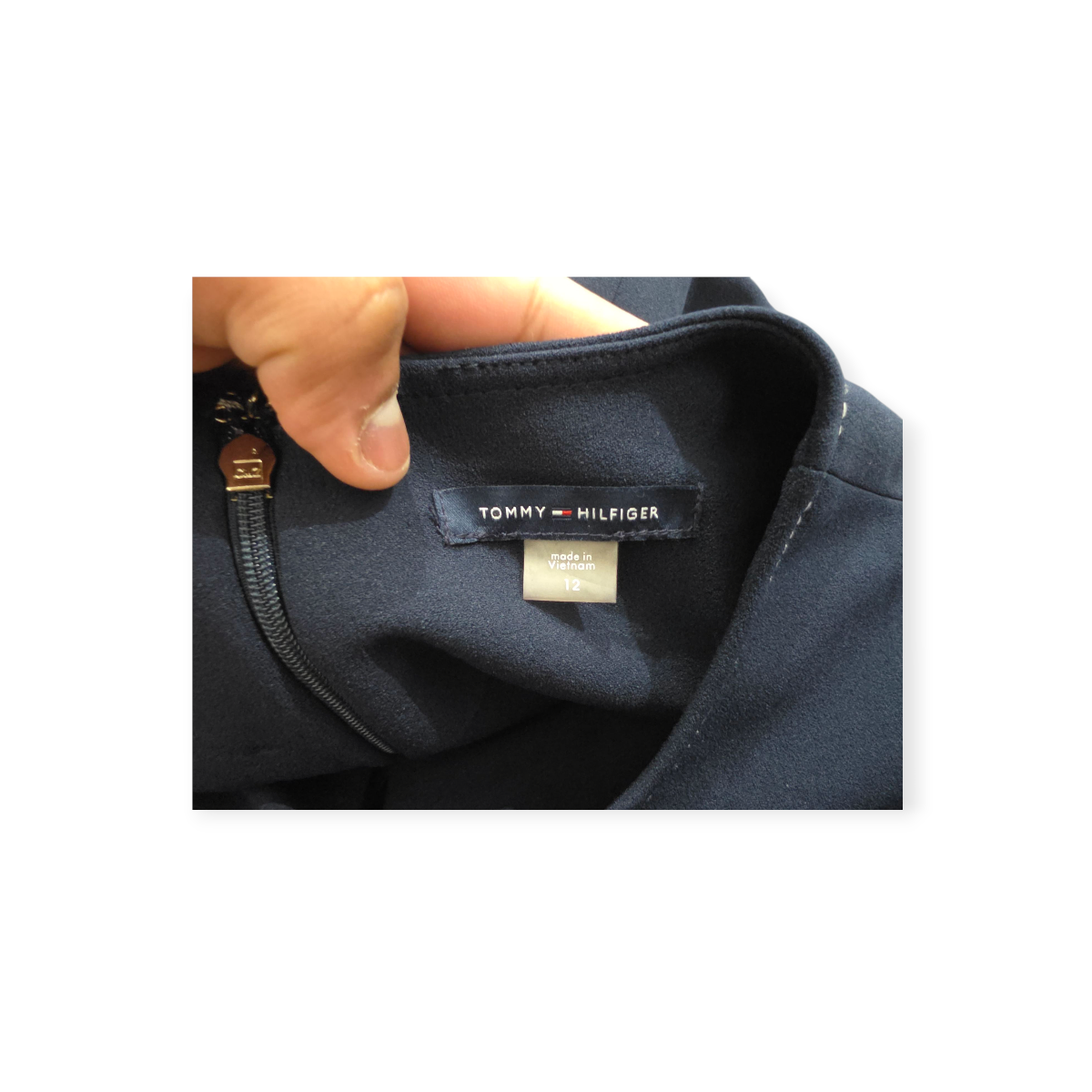 Vestido Tommy Hilfiger Azul Marino Sin Mangas Lineas Blancas