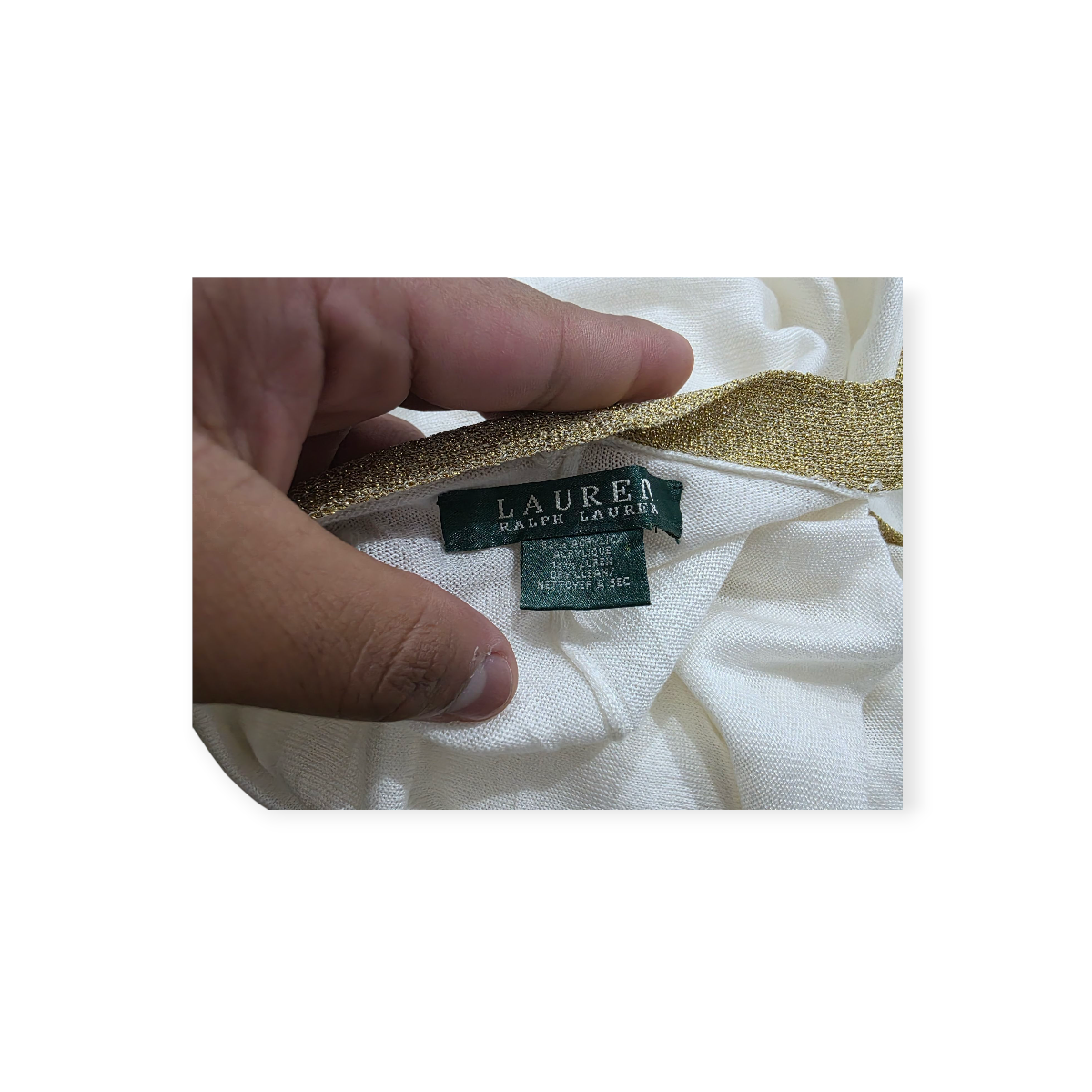 Poncho Ligera Ralph Lauren Unitalla Color Blanco Con Dorado