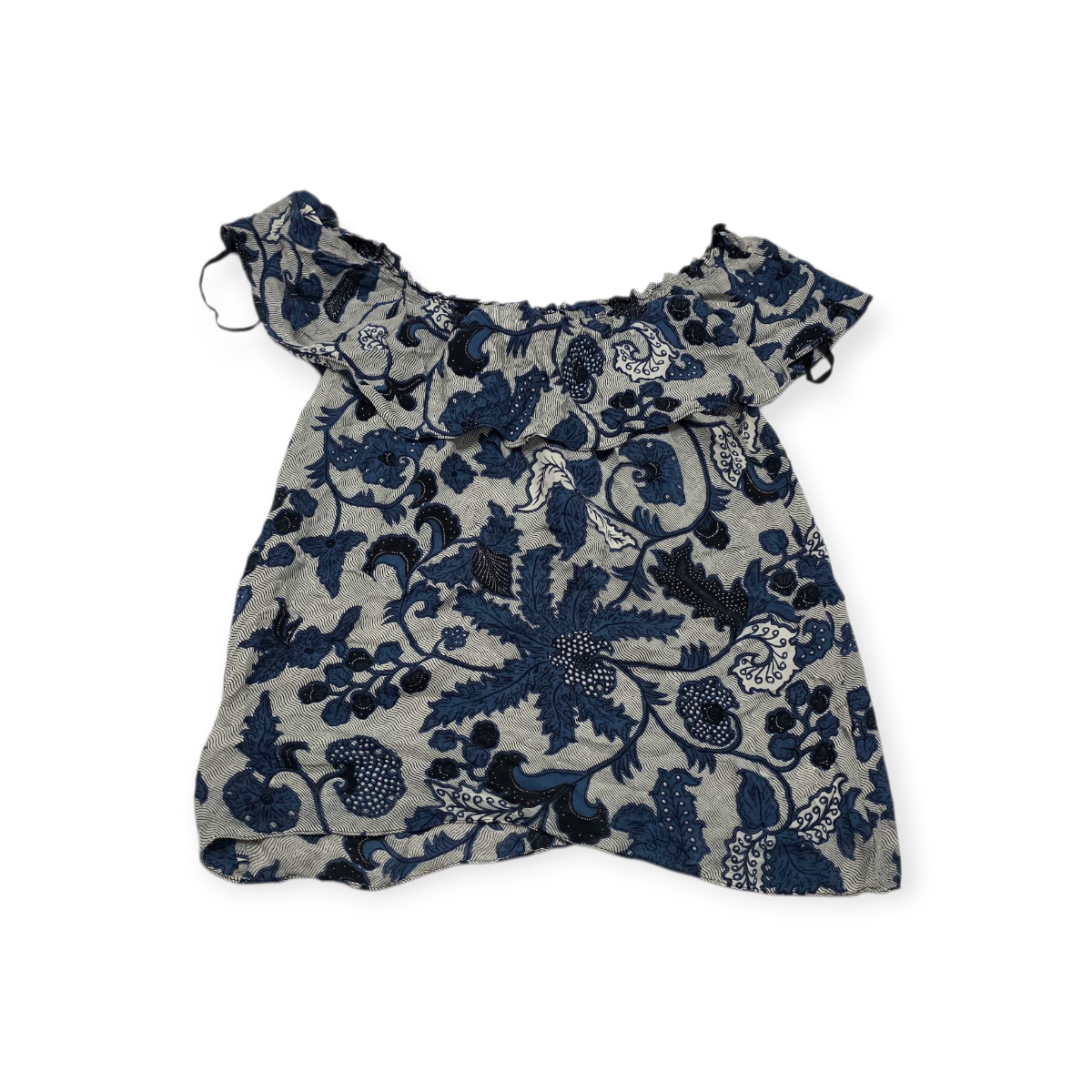 Blusa Michael Kors Mediana M Azul Con Gris Estilo Campesina
