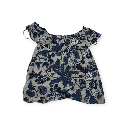 Blusa Michael Kors Mediana M Azul Con Gris Estilo Campesina