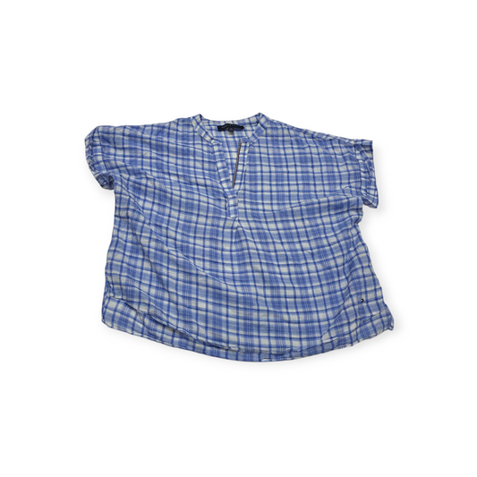Blusa Tommy Hilfiger Mediana Mazul Cuadriculada Manga Corta