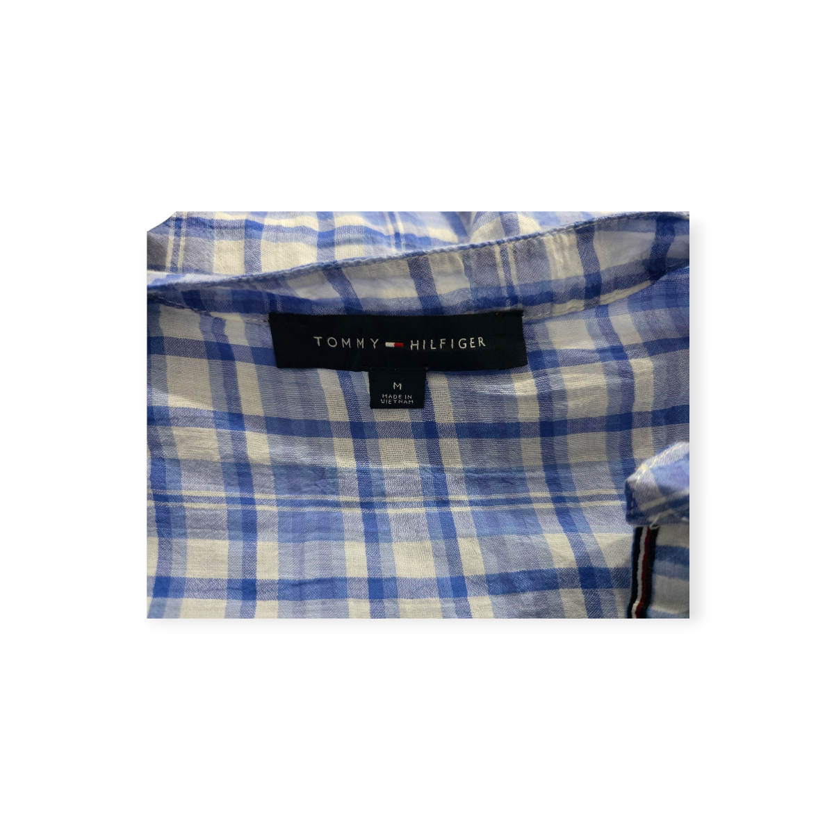 Blusa Tommy Hilfiger Mediana Mazul Cuadriculada Manga Corta