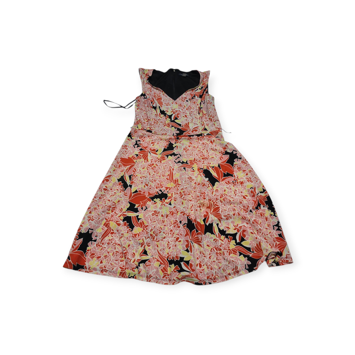 Vestido Tommy Hilfiger Talla 10naranja Con Flores Sin Mangas