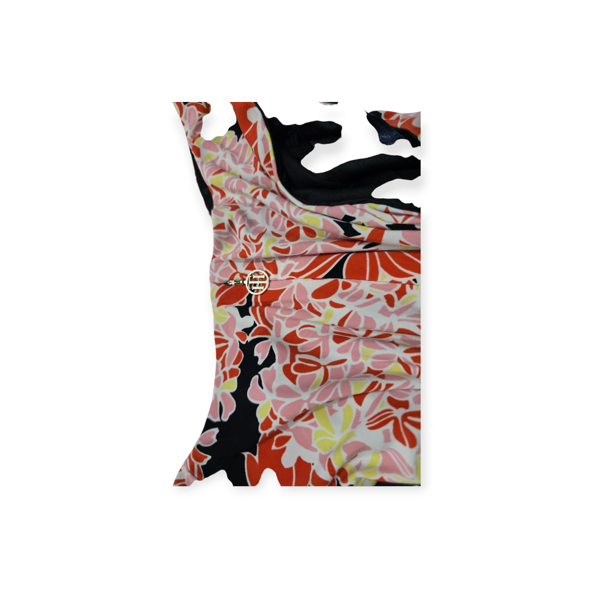 Vestido Tommy Hilfiger Talla 10naranja Con Flores Sin Mangas