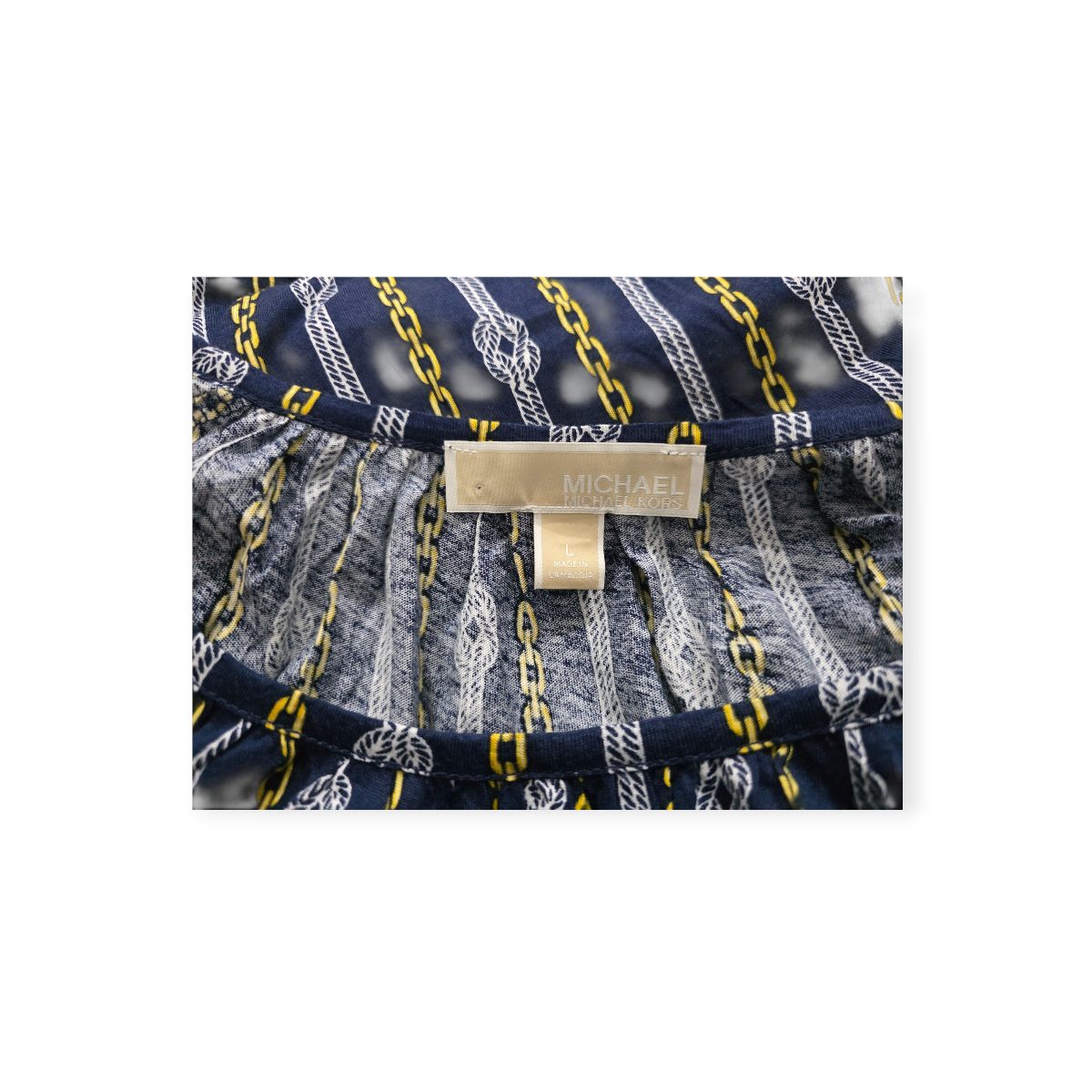Blusa Michael Kors Grande L Azul Print De Cadenas