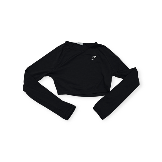 Playera Crop Top Gymshark Chico S Negro Manga Larga De Mujer