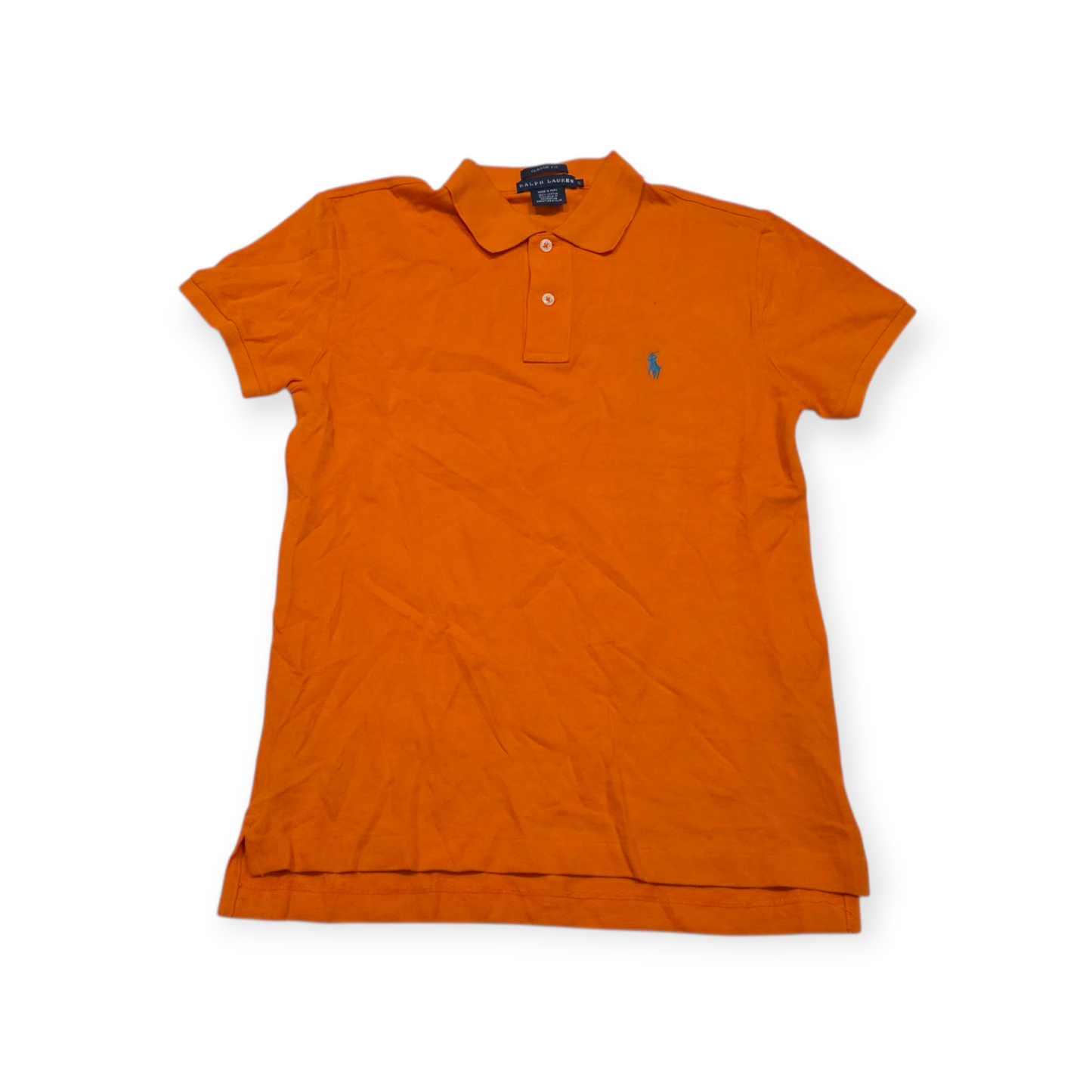 Playera Ralph Lauren Classic Fit Chico S Naranja Pony Azul