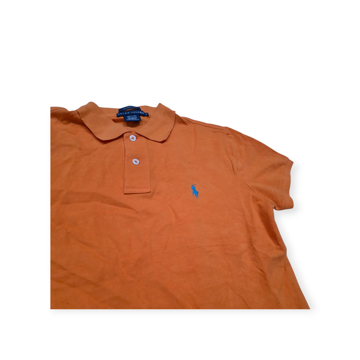 Playera Ralph Lauren Classic Fit Chico S Naranja Pony Azul