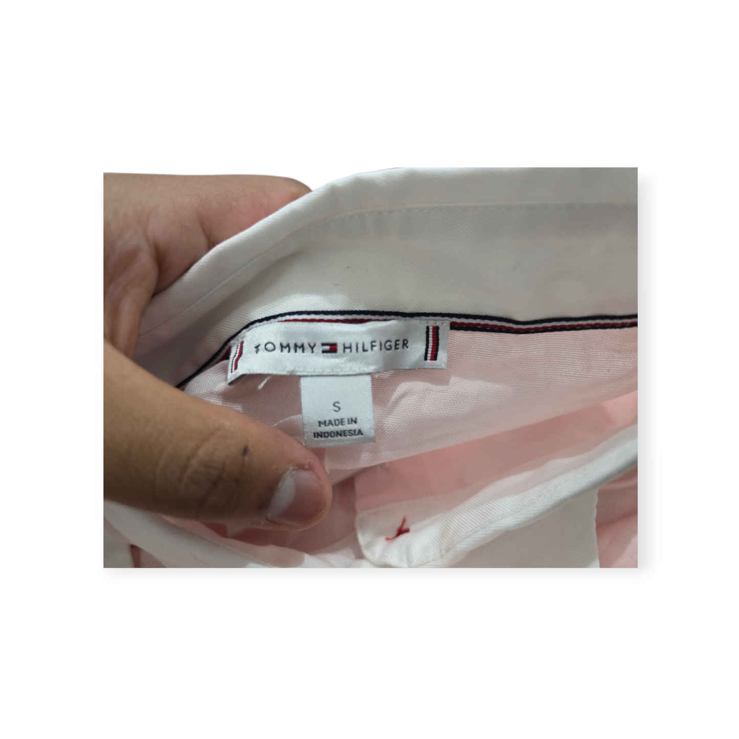 Camisa Tommy Hilfiger De Mujer Chico S Rosa Claro Con Blanco