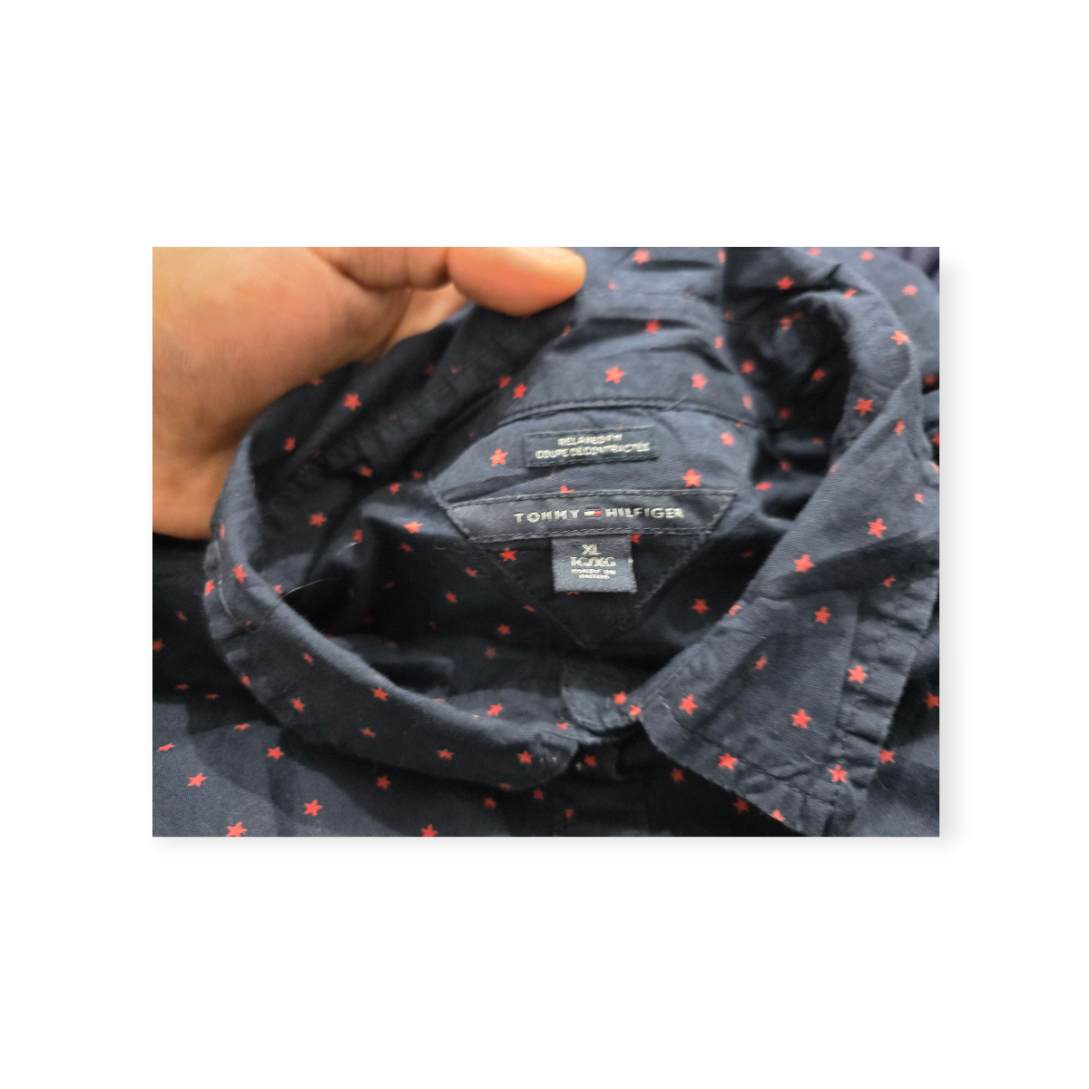 Camisa Tommy Hilfiger Azul Con Estrellas Relaxed Fit Mujer