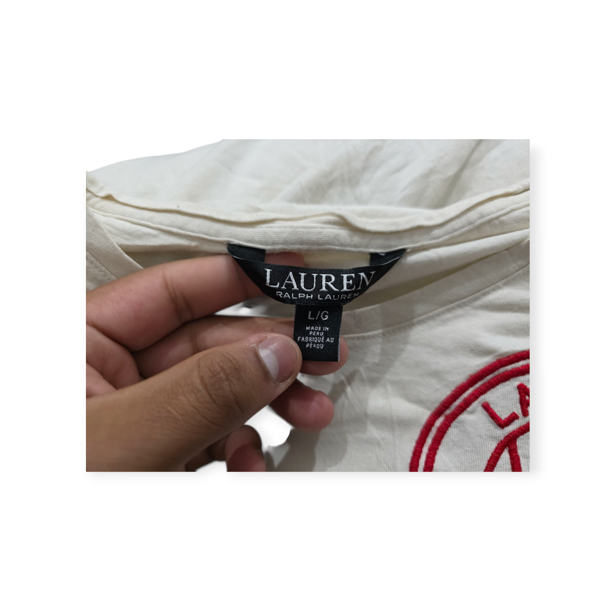 Playera Ralph Lauren Black Color Crema De Mujer Grande