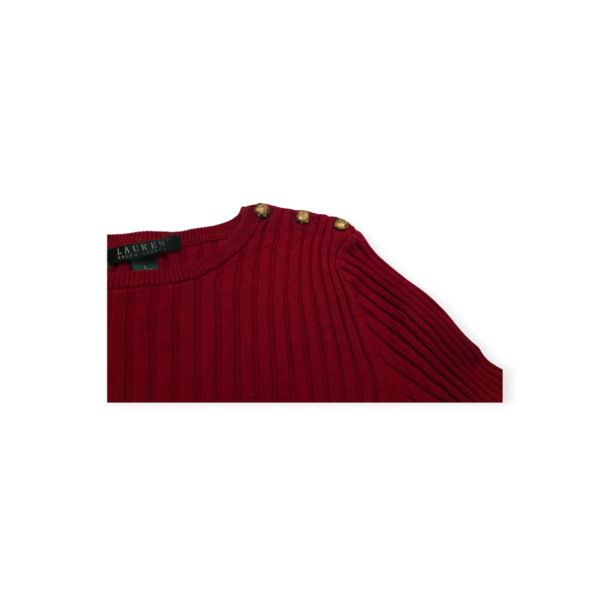 Sueter Ralph Lauren Rojo Y Cafe De Mujer Con Botones Grande
