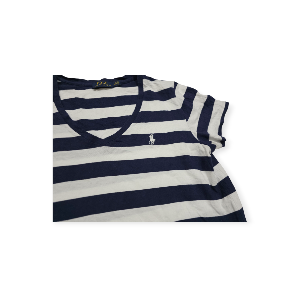 Playera Polo Ralph Lauren Blanca/azul De Mujer Poni Blanco