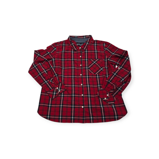 Camisa Tommy Hilfiger Xgrande Xl Roja Con Cuadros De Mujer