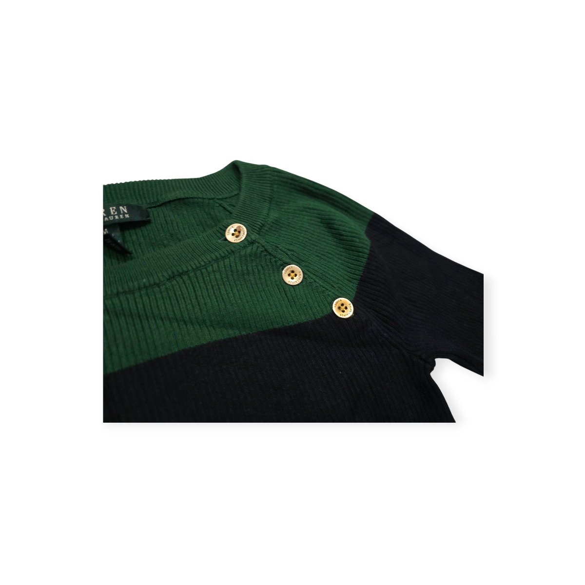 Sueter Ralph Lauren Verde Con Botones Mediana M Dorados