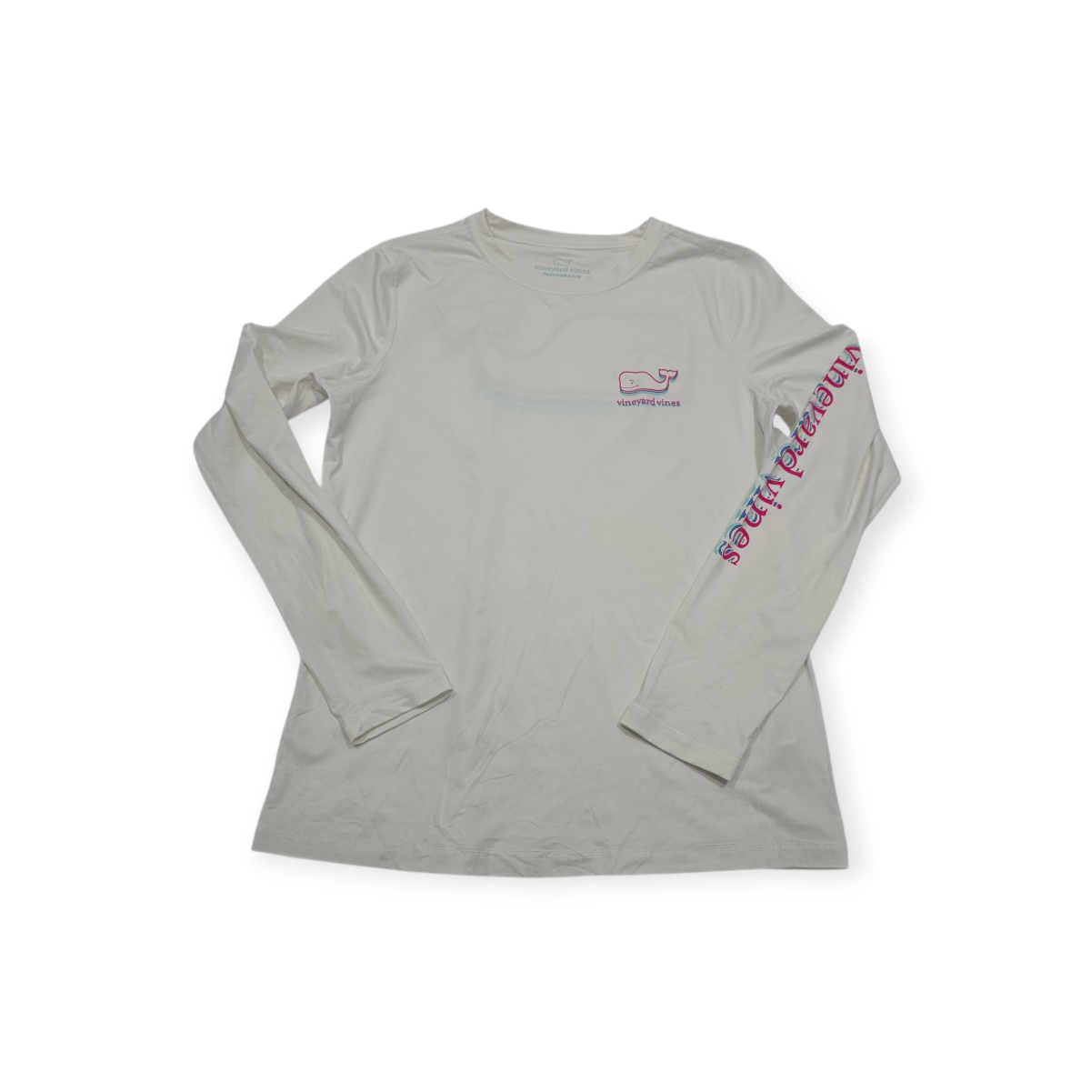 Playera Vineyard Vines Performance Blanca Com Rosa De Mujer