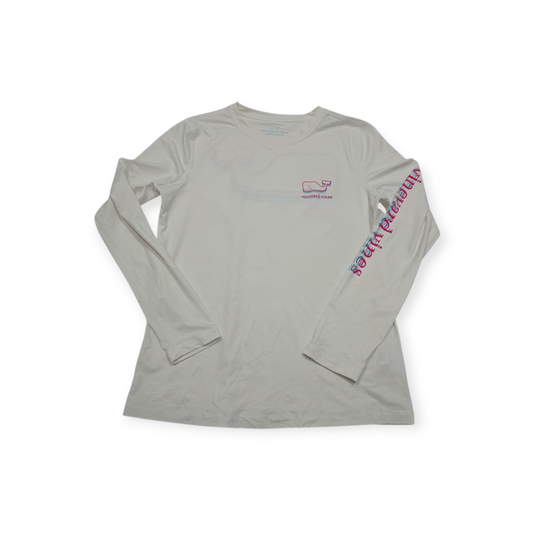 Playera Vineyard Vines Performance Blanca Com Rosa De Mujer