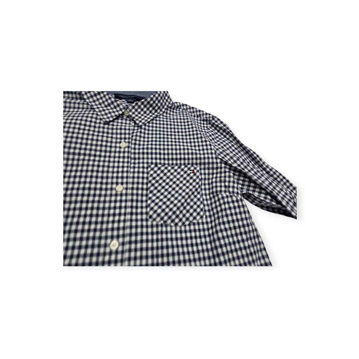 Camisa Tommy Hilfiger Chico S Cuadros Pequeños Azul/blanco